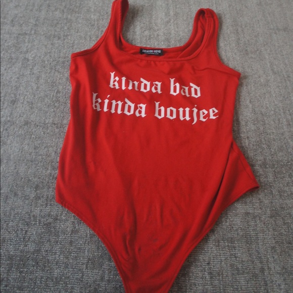 Fashion Nova Tops - Fashion Nova “Kinda Bad Kinda Boujee” red bodysuit